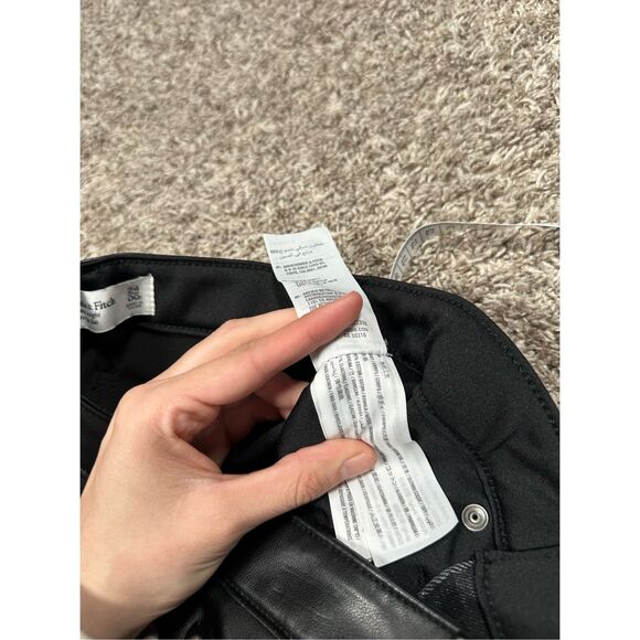 Abercrombie & Fitch Mixed Fabric Ankle Straight Ultra High Rise Black Jean 24/00 - Picture 5 of 9